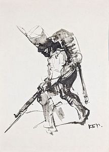(П) Константин Александрович Батынков (1959 г.р.) - Реконструктор. 1812 год. Бумага, тушь 42 х 30 см