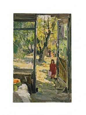 (П) Бызова Злата Николаевна (1927 — 2013) - Конюх. 1962 г. Картон, масло. 33 х 24 см. Злата ...