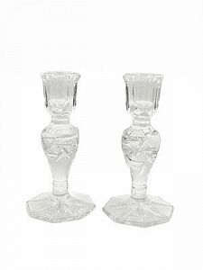 (П) Подсвечники парные. Начало XX в. Стекло. В - 14,5 см