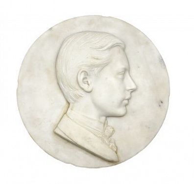 (П) Домогацкий Владимир Николаевич (1876- 1939) - Барельеф мраморный. Портрет юноши. Мрамор, ...