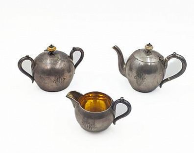 (П) Серебряный чайный сервиз. К. Фаберже. Москва. 1908-1917 г. Серебро 84 пробы, золочение, ...