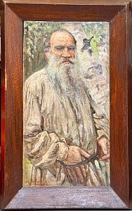 (М) Боскин Михаил Васильевич (1975-1930) - Потрет Л.Н. Толстого. 1909 г. Картон, масло. 55,5 х ...