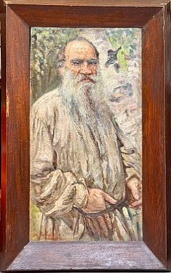 (М) Боскин Михаил Васильевич (1975-1930) - Потрет Л.Н. Толстого. 1909 г. Картон, масло. 55,5 х ...