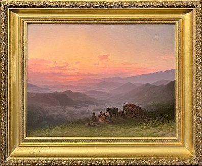 (М) Занковский Илья Николаевич (1832-1919) - В горах Кавказа. Путники у костра. 1890-е - 1900-е ...