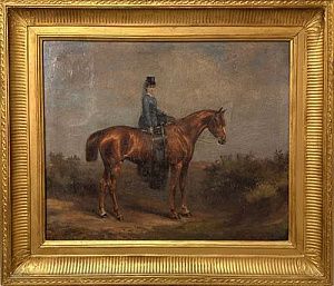 (П) [Приписывается] Сверчков Николай Егорович (1817-1898) - Маркиза на лошади. Холст, масло. 76 ...