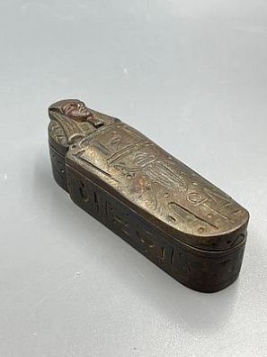 (П) Спичечница "Саркофаг". нач. XX. Металл д - 10,5 см.