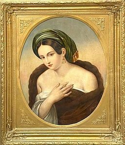 (П) Неизвестный художник - Женщина в тюрбане. Англия, Конец. XIX в. (Копия с работы Рембрандта ...