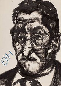(М) * Чубаров Евгений Иосифович (1934-2012) - Мужской портрет. 1973 г. Бумага, тушь. 37 х 27 см ...