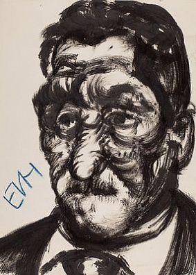 (М) * Чубаров Евгений Иосифович (1934-2012) - Мужской портрет. 1973 г. Бумага, тушь. 37 х 27 см ...