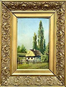 (П) [Приписывается] Николай Глущенко (1901–1977) Пейзаж с домиком. Сер. XX.