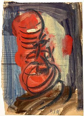 (П) Лукка Валерий Николаевич (г.р. 1945) - Автопортрет, 1998 г. Бумага, гуашь, уголь. 30 х 21 ...