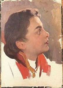 (М) Лебедев Клавдий Васильевич (1852-1916) - Портрет юного Петра I. Этюд к картине "Дьяк Зотов ...