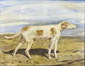 (П) [Приписывается] Соколов Петр Петрович (1821-1899) - Этюд. Собака. 1868 г. Бумага на ...
