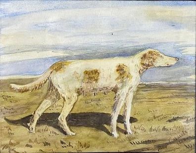 (П) [Приписывается] Соколов Петр Петрович (1821-1899) - Этюд. Собака. 1868 г. Бумага на ...