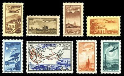 1949. Авиапочта. Воздушные линии аэрофлота СССР. Серия.