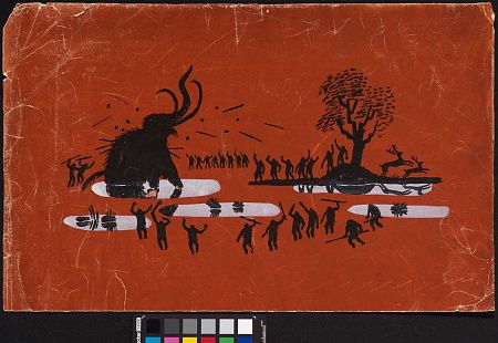 Лапшин Николай Федорович (1891-1942) Иллюстрация к книге М. Ильина. "Как человек стал великаном" 1930-е гг.