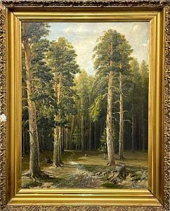 (П) Неизвестный художник - Сосновый лес. Конец XIX в. Холст, масло. 76 х 58 см