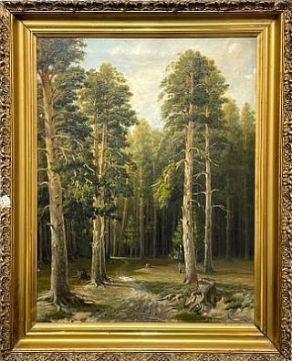 (П) Неизвестный художник - Сосновый лес. Конец XIX в. Холст, масло. 76 х 58 см