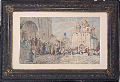 (П) [приписывается] Юон Константин Фёдорович (1875 - 1958) - Белокаменный собор. ХХ в. Бумага, ...