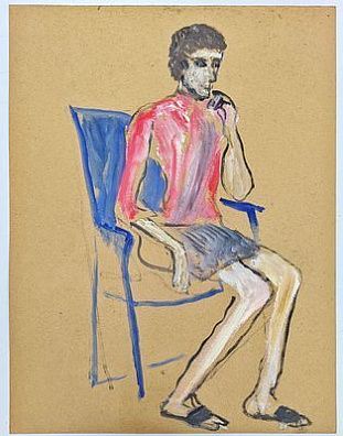 (П) Гликман Гавриил Давидович (1913-2003) - Сидящая. №73. 1972 г. Картон, темпера 55 х 42 см ...