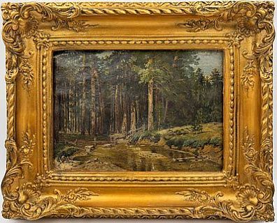 (П) Неизвестный художник - Сосновый лес. конец XIX - нач XX в. 22,5 х 33 см Холст, масло