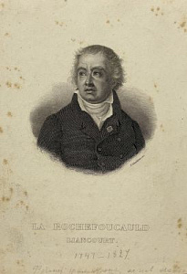 Франсуа-Серафин Дельпеш (1778-1825) инвентор Тони Гутьер (1808-1890) гравер Портрет Ларошфуко, герцога де Лианкур (1747-1827)