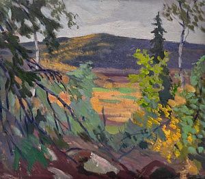 [Мир Искусства] Карев Алексей Еремеевич (1879-1942) - Горный пейзаж. 1936 г. Картон, масло 33,5 ...