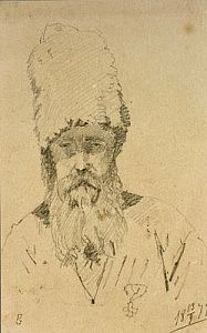 (П) Неизвестный художник - Казаки. 1877 г. Бумага, графитный карандаш. 8 х 13 см. Копии по ...