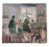 (П) Эрик Ло Охлквист (1914 - 2004) - Двое у окна. 1960-е гг. Холст, масло. 61 х 50 см ПОДПИСЬ: ...
