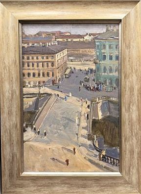 (П) Язгур Лазарь (Леонид) Семёнович (1928-2000) - Дача в Старой Ладоге. 1962 г. Картон, масло. ...