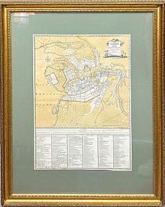 (П)* План Санкт-Петербурга, 1781 г. Гравюра на меди. Раскрашена от руки акварелью. 30 x 45 см, ...