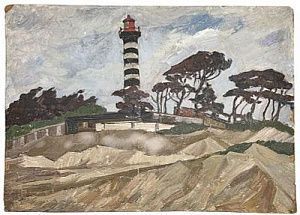 (М) Качалина Любовь Ивановна (1934 г.р.)Маяк. Картон, масло. 50 х 70 см