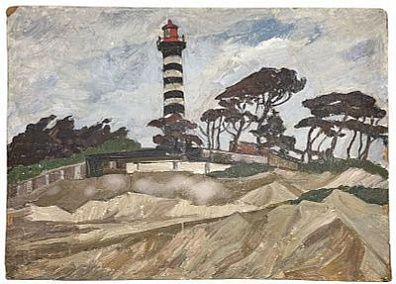 (М) Качалина Любовь Ивановна (1934 г.р.)Маяк. Картон, масло. 50 х 70 см