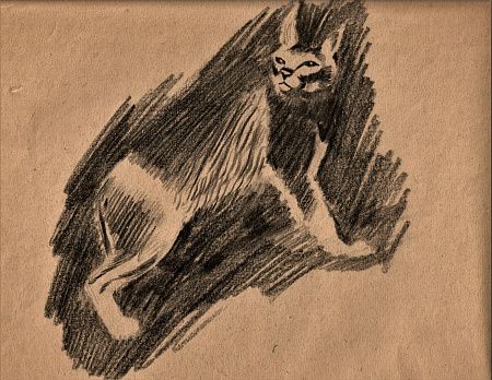 Пахомов Алексей Федорович (1900—1973) Иллюстрация к произведению Р. Киплинга "Кошка, которая гуляла сама по себе". 1920-е гг.