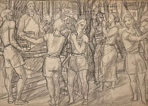 [Мир Искусства] Шевченко Александр Васильевич (1883-1948) - В парке отдыха.1930-е гг Бумага, ...