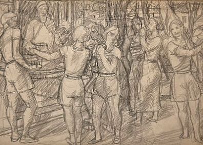 [Мир Искусства] Шевченко Александр Васильевич (1883-1948) - В парке отдыха.1930-е гг Бумага, ...