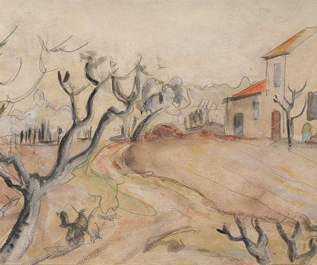 ТОП-ЛОТ. Морис Утрилло (фр. Maurice Utrillo; 1883- 1955) Городской пейзаж. На обратной стороне эскиз женского портрета