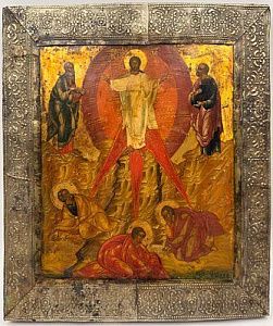 (П) Преображение Христа. Север. Первая половина XVIII в. Дерево, левкас, позолота. 34,5 х 29 см.