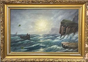 (П) Неизвестный художник (Мастерская ДЮКАМЕН) Рыбацкая шхуна, ХХ в.