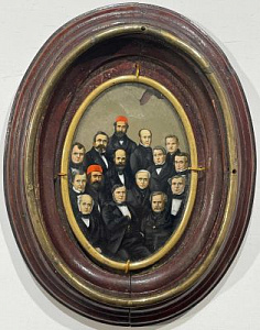 Неизвестный художник Тондо. Групповой портрет Джузеппе Гарибальди с парламентариями. Конец XIX века.