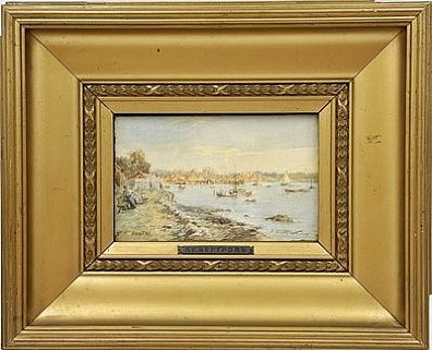 (П) Беггров Александр Карлович (1841-1914) - Пейзаж с парусниками. 1913 г. Бумага, акварель. 12 ...