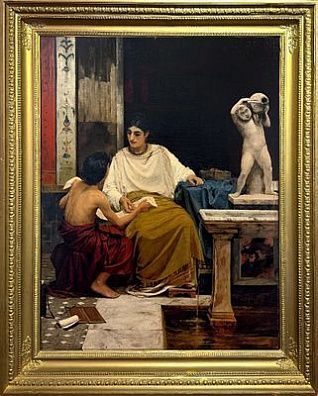 (М) Киселев Александр Алексеевич (1855-после 1918) Приход из школы (Сцена из римской жизни) 1887 г.