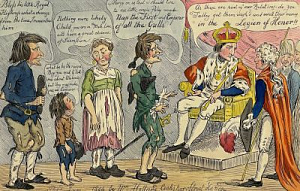 Уильям Холланд (1757 - 1815) издатель 
Карикатура "Corsican Relatives at the Court of the Emperor of the Gulls!!". 1804 г.