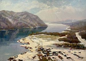 (П) Кранц Владимир Павлович (1913–2003) - У истоков Ангары. 1989 г. Картон, масло. 50 х 70 см ...