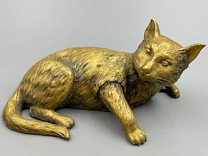 (П) Зажим для бумаг с пружинным механизмом. "Кот лежит". Кон. XIX — нач. XX вв.
