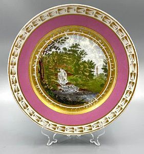 (П) Тарелка «Вид каскада города Павловска». ИФЗ, 1801 - 1825 гг.