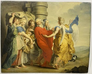 Адриан Ван дер Верфф (1659-1722) 
Бегство Лота с женой и дочерьми из Содома. С оригинала Питера Пауля Рубенса. Конец XVII в.