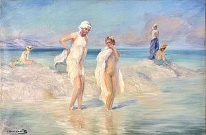 (М) Шмаров Павел Дмитриевич (1874-1950) - Вечернее купание. 1920-е-1930-е гг. Холст, масло. ...