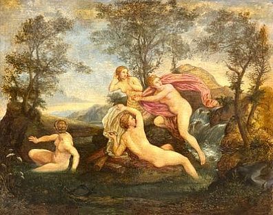 (П) Неизвестный художник - Купальщицы. XIX в. Холст, масло. 70 х 86 см Следы реставрации, холст ...