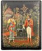 (П)*Иван Иванович Зубков (1883-1938) - Шкатулка А.С.Пушкин "Онегин и Татьяна" 1934, с.Палех. ...